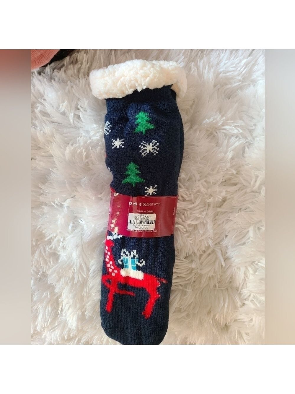 WINTER Thermal Fleece Lined Christmas Socks Size 5-7 NWT